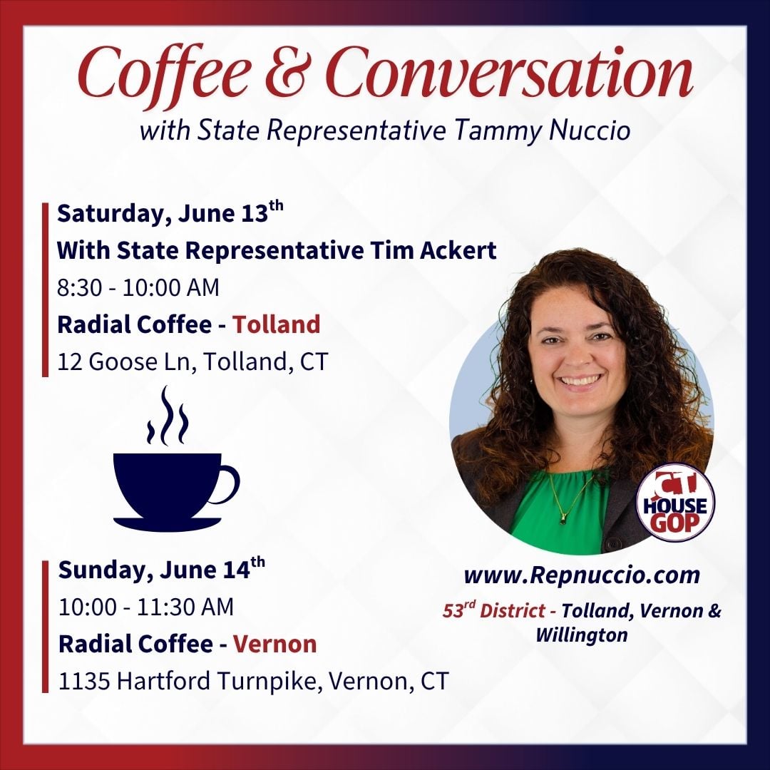 Rep. Nuccio to Host Coffee Hours in Vernon and Tolland
